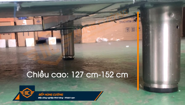 Chiều cao chân tủ mát 6 cánh inox Berjaya