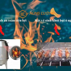 Lò quay gà vịt an toàn vệ sinh 90 Inox