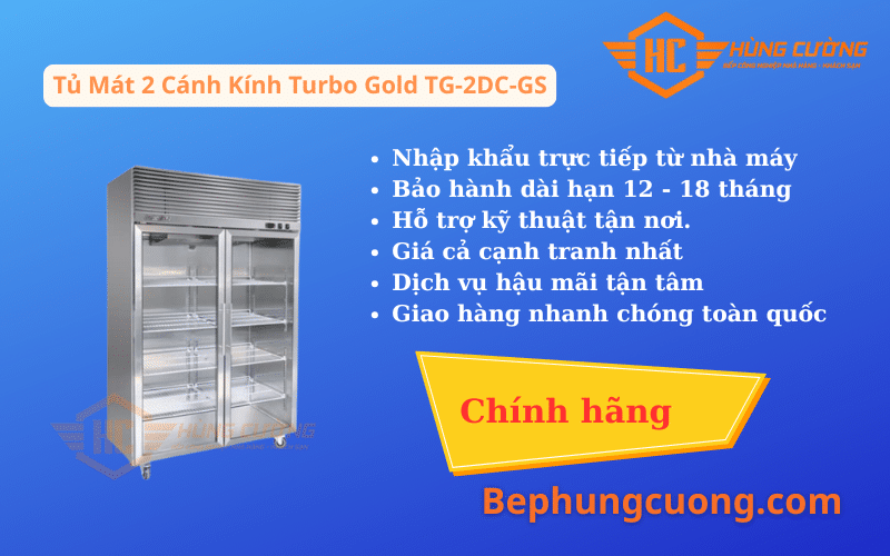 Sản phẩm Tủ Mát 2 Cánh Kính Turbo Gold TG-2DC-GS