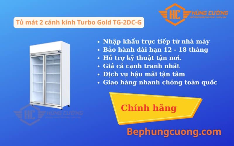 Sản phẩm Tủ mát 2 cánh kính Turbo Gold TG-2DC-G