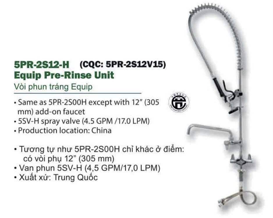 Vòi phun tráng kèm vòi phụ T&S 5PR-2S12-H